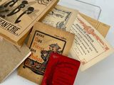 a lot of old books on the table together