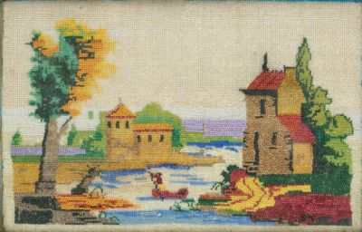 Paysage de bord de rivière Technique du sablé de perles