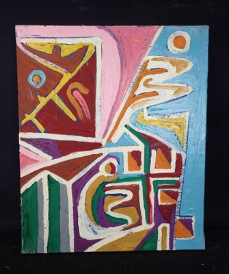 painting of a colorful abstract painting on a black background