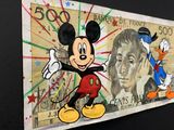 a picture of a mickey mouse and donald duck on a bank note