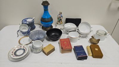 a table that has a lot of different items on it