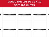 a bunch of pens sitting on top of each other on a white surface