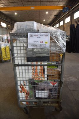 a cart that has a lot of items inside of it