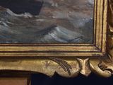 a picture of a painting of a boat in the water