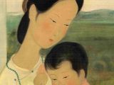 a painting of a woman holding a baby in her lap