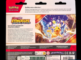 a box of pokemon trading cards with a picture of pikachu