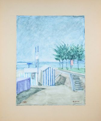 une aquarelle représentant une vue de plage