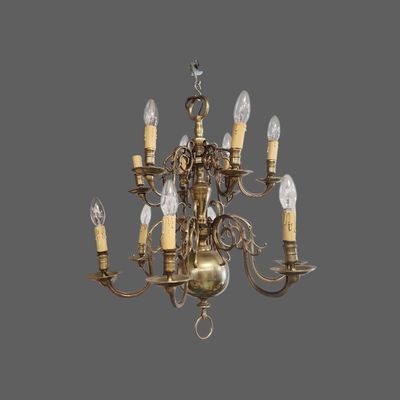 an image of a chandelier made of brass and glass