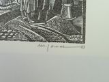 a black and white drawing of a man and a woman