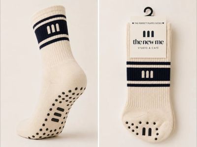 two pairs of socks with black and white stripes on them