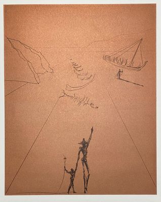 an image of a drawing of a man and a child flying a kite