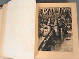 an open book with a picture of a man riding a horse