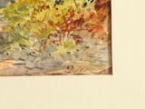 a watercolor painting of a bush in the desert