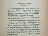 an old book with a black and white image on it