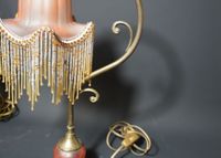 Paire de lampes montures laiton et tulipes en verre marmorée… (photo 3)