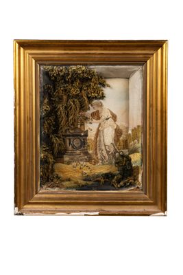 an image of a painting of a woman and a child in a garden