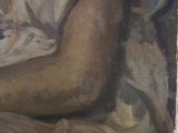 a painting of a nude woman sitting on a couch