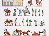 de nombreuses figurines représentant différents types de personnes à cheval