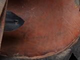 a close up of a pair of shoes with writing on them