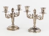 paire de chandeliers en métal argenté
