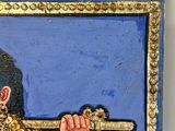 a painting of a man holding a stick in his hand