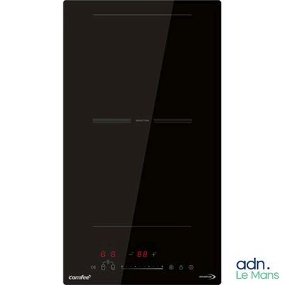 une plaque de cuisson noire équipée d'un écran numérique