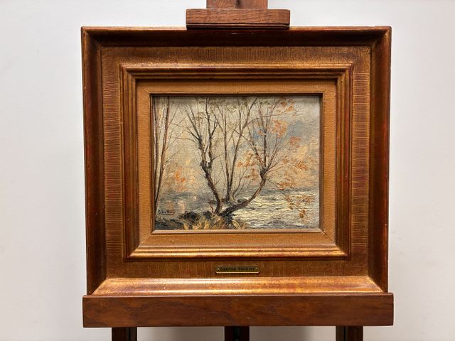 Gaston THIERY (1922-2013) : « Vieux arbres au bord de la rivière ...