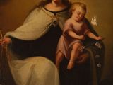 a painting of a woman holding a child in her lap