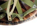 a close up of a helmet on a white background