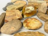 a pile of rocks and stones that are on a table