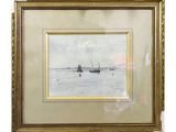an image of a picture of a painting of boats in a body of water