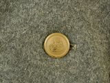 a gold coin sitting on top of a piece of felt