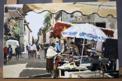 GÉRARD PASSET (1936-2013) Marché au village Huile sur toile …