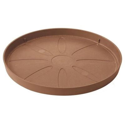 un plateau en plastique marron orné d'un motif floral