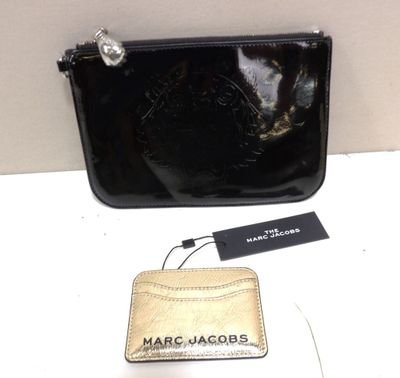 black and gold marc jacobs purse and card holder