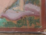 a picture of a painting of a woman laying on a bed