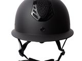the helmet is black and has a black emblem on it