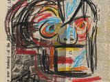 an image of a drawing of a man with a face on a newspaper