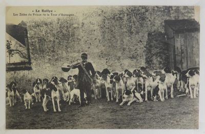 un homme debout devant un groupe de chiens