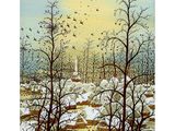 une image représentant un tableau où l'on voit des personnes marcher dans la neige