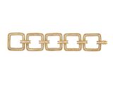 a close up of a gold chain bracelet on a white background