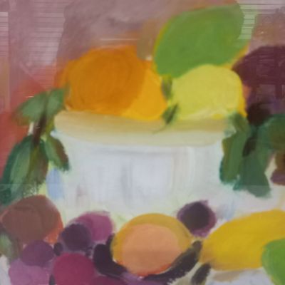 RENAULT, XXème. "Nature morte aux citrons", une gouache sur …