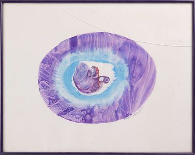 K. MOBARKEMAR ?, Composition, aquerelle signée, H : 47 cm, L…