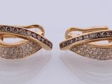 pair of 18k yellow gold earrings with brown and white diamonds