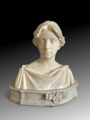 Ecole italienne du XIXème s : "Sappho", important buste en m…