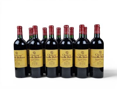 six bottles of red wine are lined up in a row