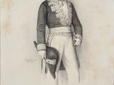 portrait d'un homme en uniforme militaire tenant un chapeau et une canne