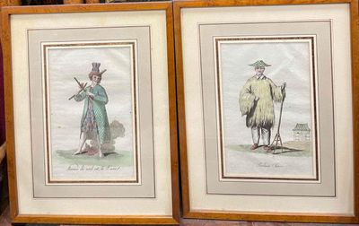 two framed pictures of a man and a woman standing next to each other