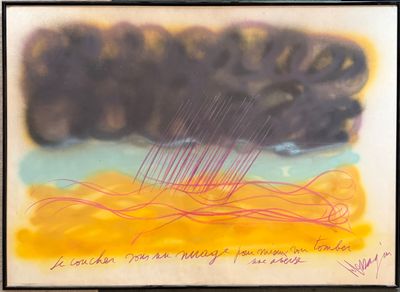 une image représentant un tableau d'un nuage orné d'une ligne rouge et jaune