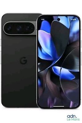 the back and side view of a black google pixel phone